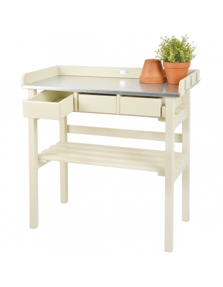 Table de jardinage - L 38 x l 78 x H 82,5 cm - Blanc