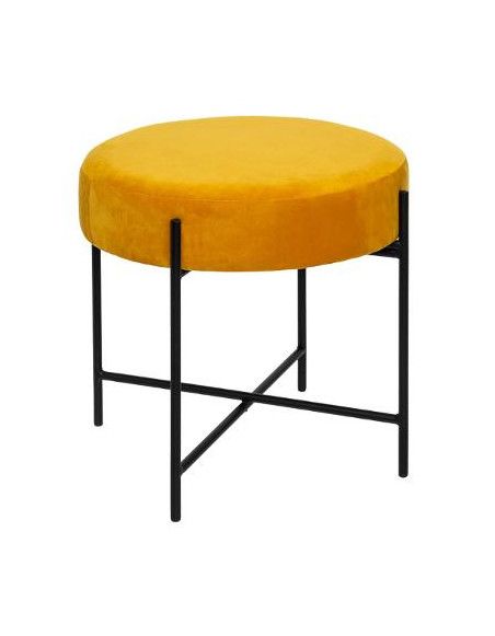 Tabouret en velours - H 45 cm - Ocre