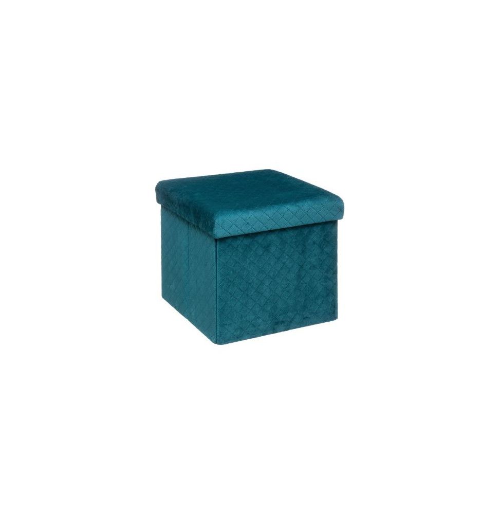 Pouf pliable avec couvercle - L 31 cm x P 31 cm x H 30 cm - Velours