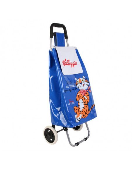 Chariot de shopping - L 35,5 cm x l 32 cm x H 95 cm - Bleu