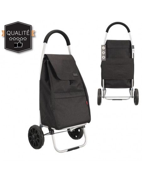 Chariot de shopping - L 48 cm x l 29,5 x H 99,5 - Noir