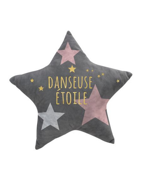 Coussin étoile imprimé danseuse étoile - L 42 x l 42 cm - Gris