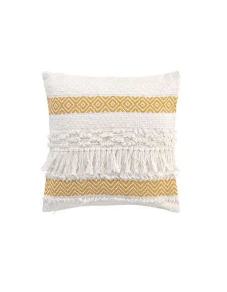 Coussin à franges Zya - L 40 cm x l 40 cm - Jaune