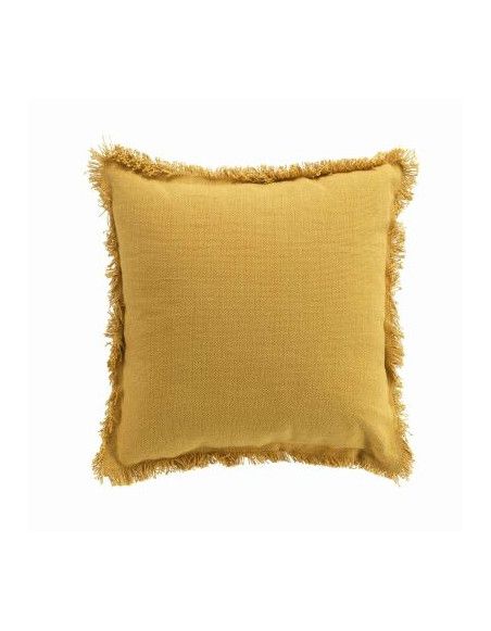 Coussin bordures franges Vanina - L 45 cm x l 45 cm - Jaune