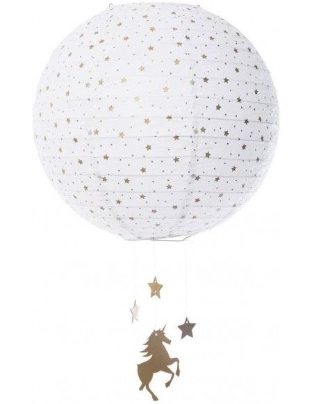 Lanterne boule imprimé licorne - D 35 cm