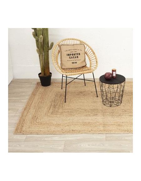 Tapis en jute naturel - L 230 cm x l 160 cm - Beige