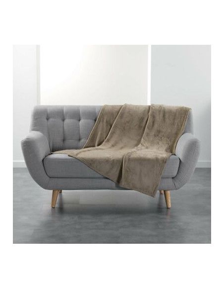 Plaid polaire - Flanou - 125 x 150 cm - Taupe