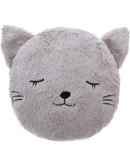 Coussin chat - L 27 cm x l 27 cm - Gris