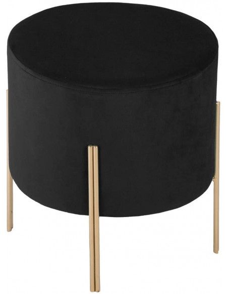 Tabouret en velours - L46 cm x l 49 cm - Noir