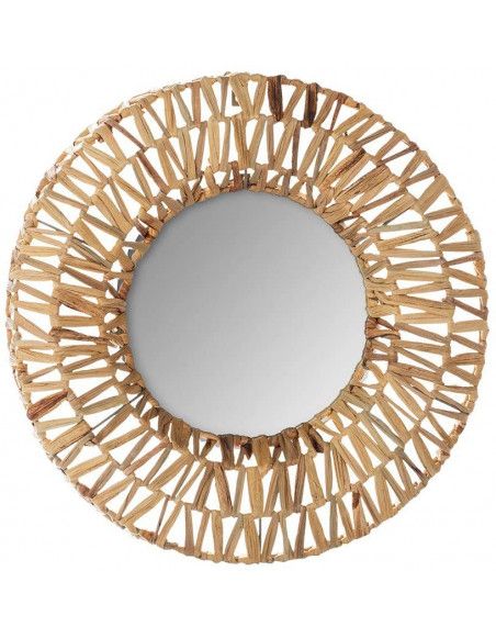 Miroir tressé - D 47 cm - Beige