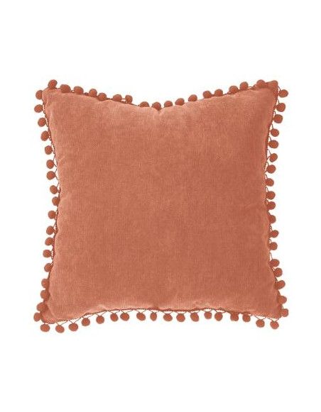 Coussin à pompons - L 40 cm x l 40 cm - Rouge