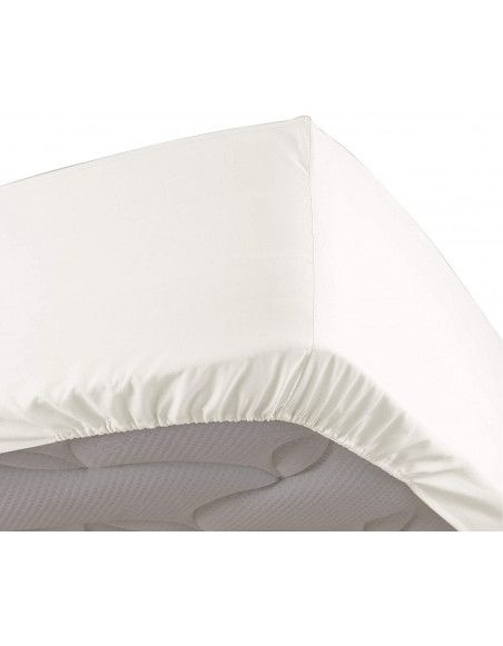 Drap housse uni - 90 x 190 cm - Percaline - Naturel