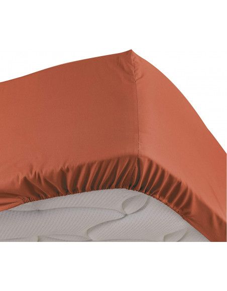Drap housse uni - 90 x 190 cm - Percaline - Rouge