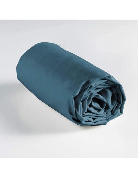 Drap housse uni - 90 x 190 cm - Lina - Bleu