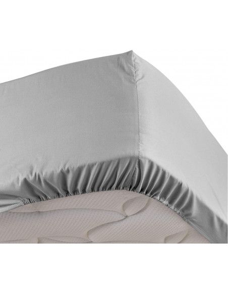 Drap housse uni - 180 x 200 cm - Percaline - Gris
