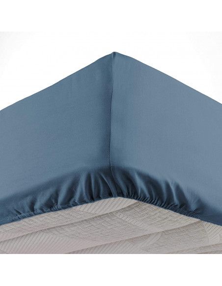 Drap housse uni - 180 x 200 cm - Lina - Bleu