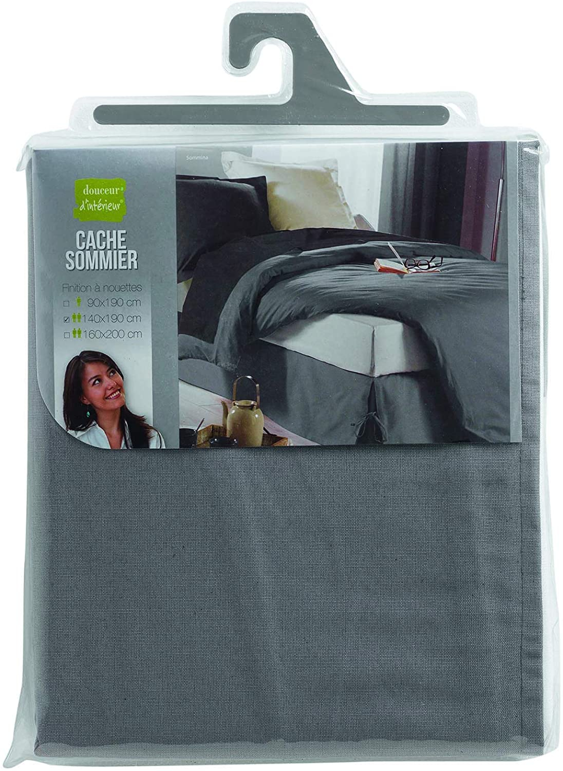 Cache sommier microfibre 140x190 cm noir