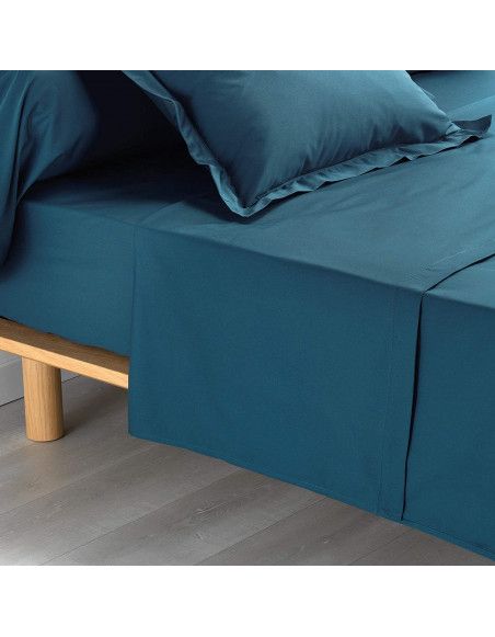 Drap plat uni - 180 x 290 cm - Percaline - Bleu