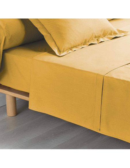 Drap plat uni - 180 x 290 cm - Percaline - Jaune