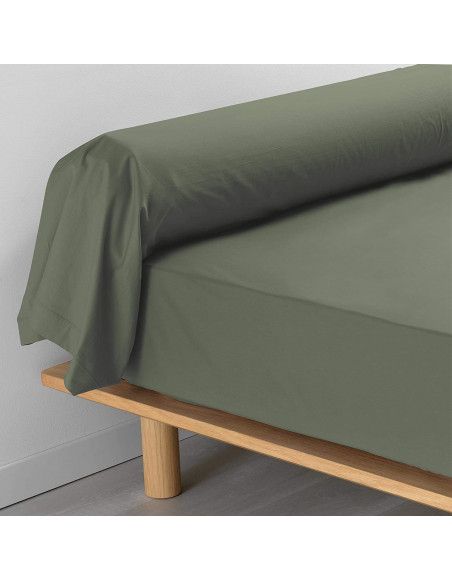 taie de traversin unie - 85 x 185 cm - Percaline - Vert kaki