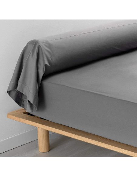 taie de traversin unie - 85 x 185 cm - Percaline - Gris anthracite