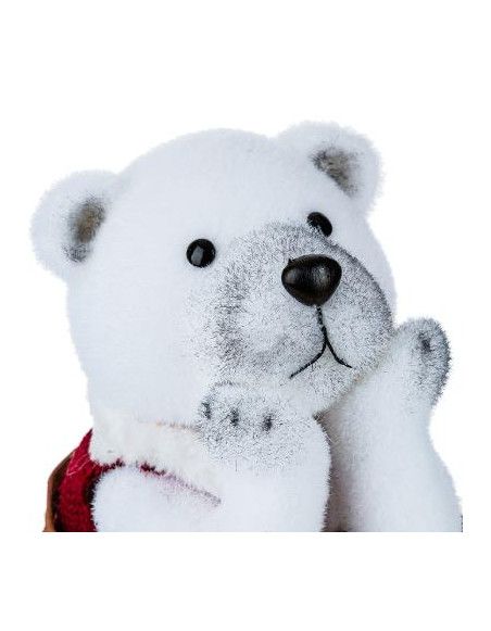 Décoration ours polaire assis - D 22 cm x H 30 cm - Blanc