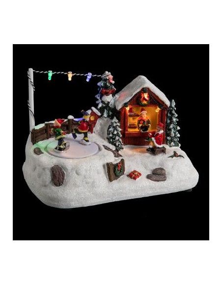 Village de Noël - L 21 cm x l 11,5 cm - Location de patins