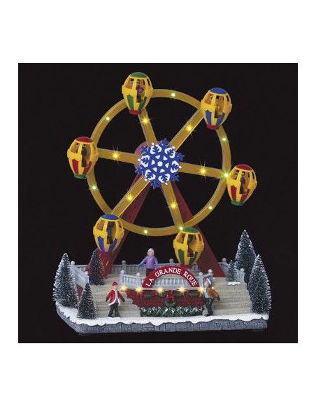 Village de Noël - L 28,5 cm x l 21 cm - Grande roue