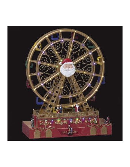 Village de Noël  - L 38 cm x l 17 cm - Grande roue- Doré