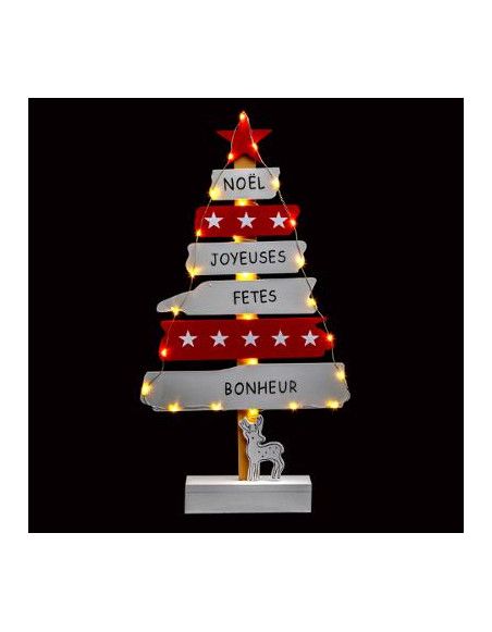 Pancarte lumineuse en sapin - H 50 cm - Rouge