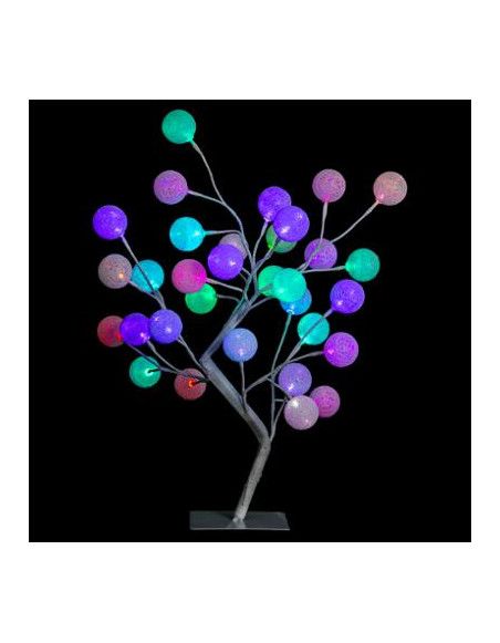 Arbre lumineux boules en coton - H 45 cm - Multicolore