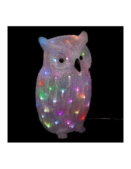 Hibou lumineux 60 LED - L 28 cm x l 34 cm - Multicolore