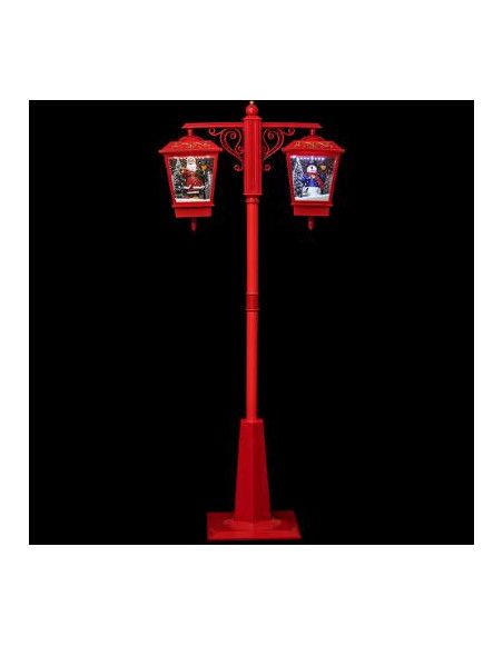 Lampadaire avec Père Noël et bonhomme de neige - L 81 cm x l 40 cm - Rouge