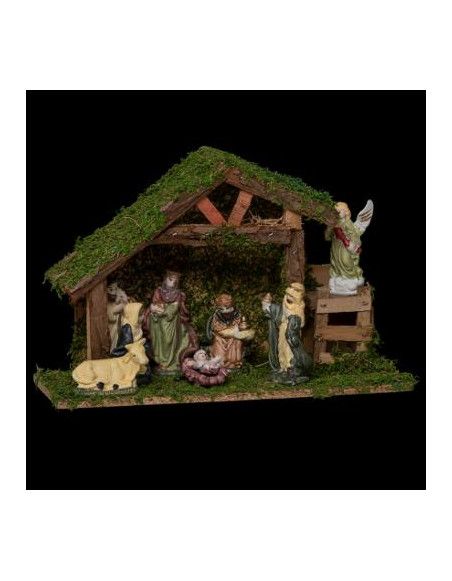 Crèche de Noël avec 8 santons - L 31.5 cm x l 12.5 cm - Porcelaine