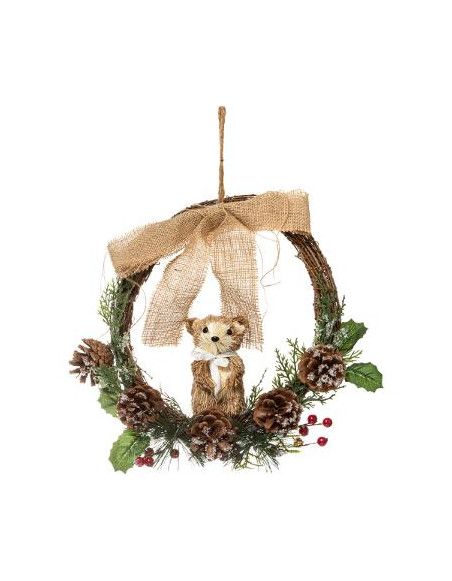 Couronne en bois ours avec noeuds - L 30 cm x H 32 cm