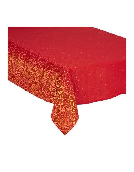 Nappe de table de Noël pailletés - 140 x 240 cm - Rouge et doré