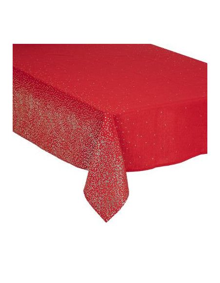 Nappe de table de Noël pailletés - 140 x 240 cm - Rouge et argenté