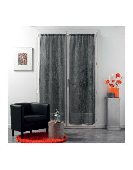 Paire de voilage à fronces - 70 x 200 cm - Filiane - Gris anthracite