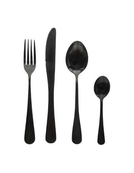 Lot de 16 couverts de table en Inox - Shadow - Noir