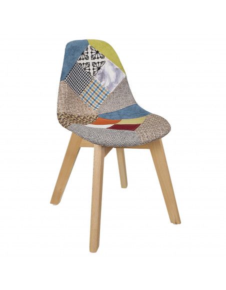 Chaise patchwork - Enfant - L 57,8 x l 47 cm x H 86,5 cm - Multicolore