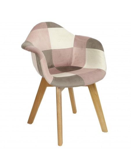 Fauteuil enfant patchwork - L 42 cm x l 44 cm x H 54 cm - Leonie - Rose