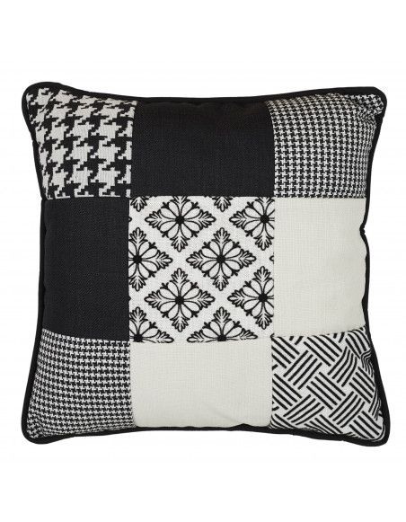 Coussin -Patchwork - 40 x 40 cm - Noir et blanc