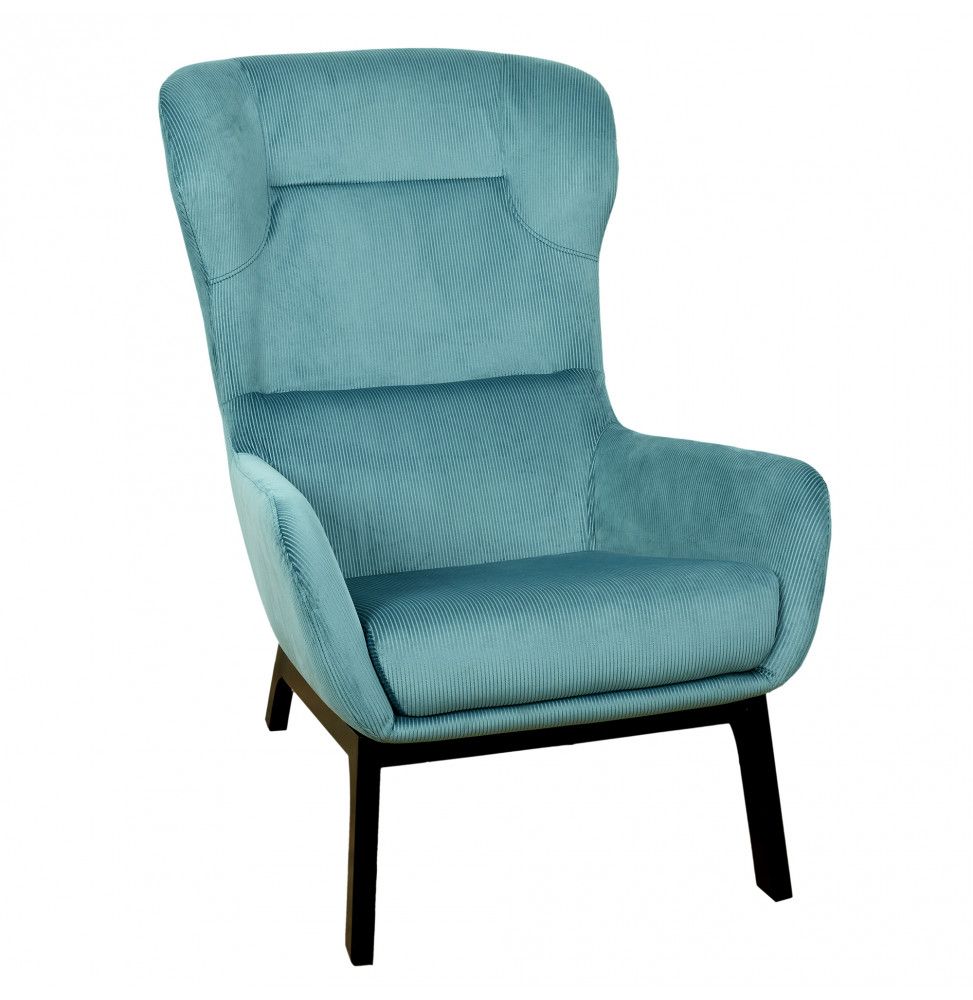 Fauteuil - Velours côtelé- L 92,5 cm x l 67 cm x H 87 cm - Roma - Bleu