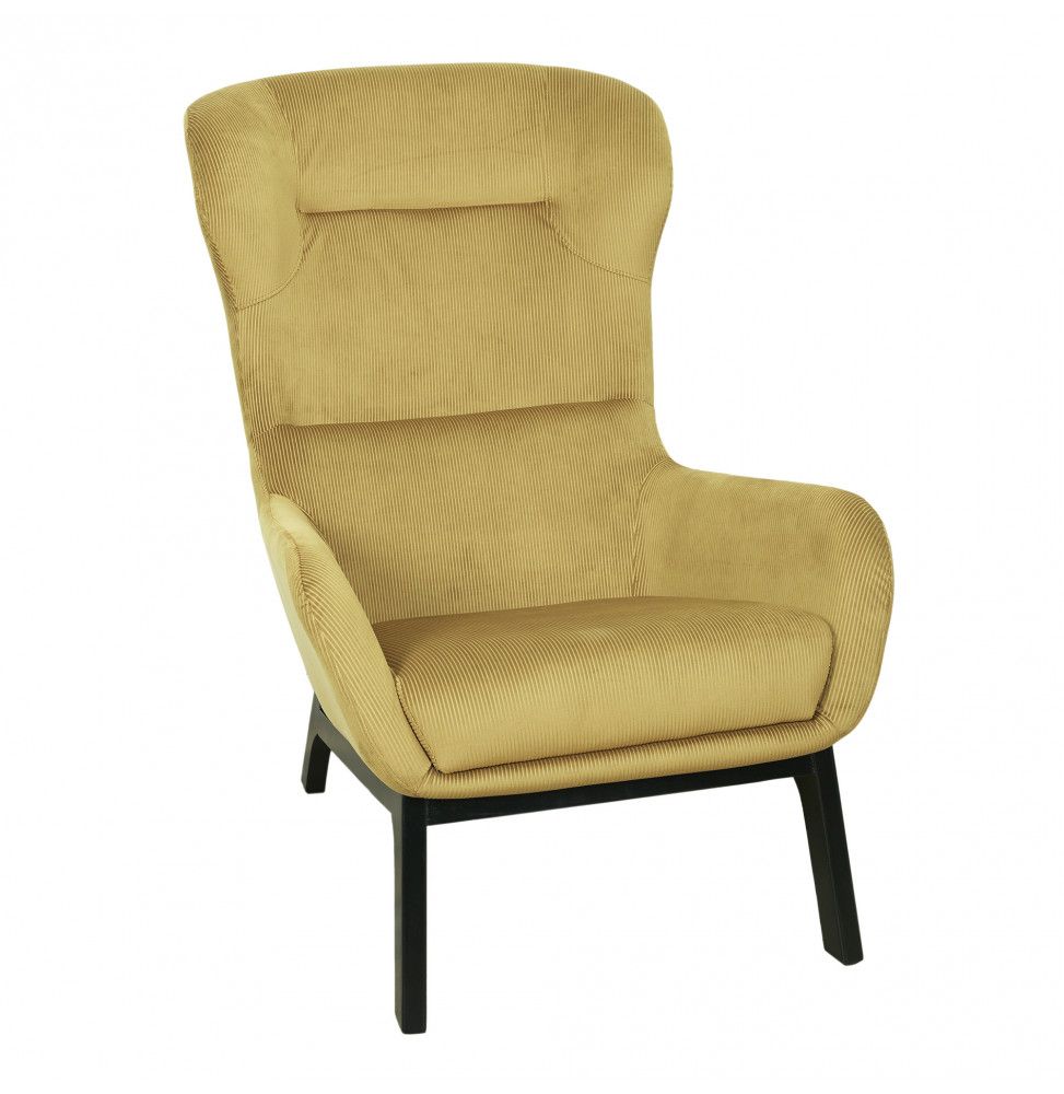 Fauteuil - Velours côtelé- L 92,5 cm x l 67 cm x H 87 cm - Roma - Jaune