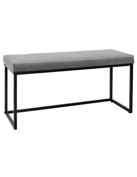 Banquette en velours côtelé - L 100 cm x l 38 cm x H 48 cm - Giulia - Gris