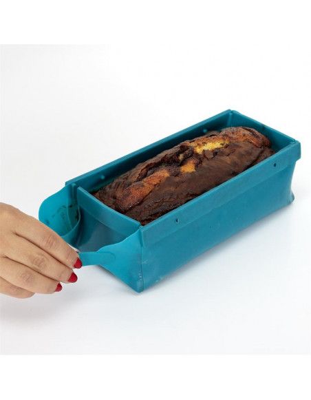 Moule à gâteaux en silicone - Pliable - L 21 cm x l9 cm x H 8 cm - Bleu