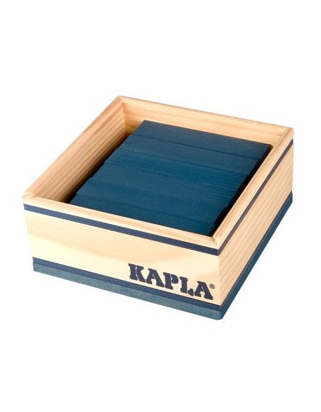 Kapla - Carré de 40 planchettes en bois - Bleu foncé