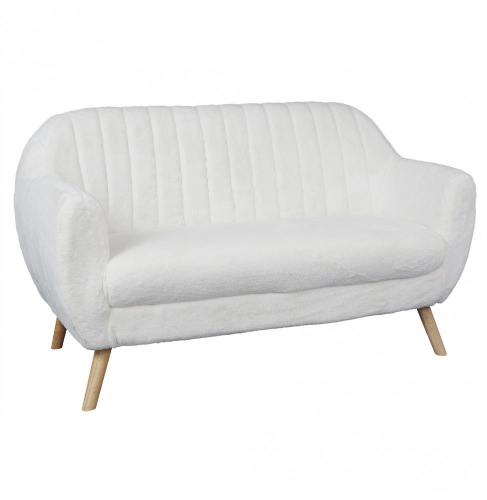 Canapé - imitation fourrure - L 140 cm x l 65 cm x H 84 - Aurea - Blanc