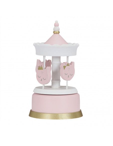Carrousel musical - Fille - L 11.5 cm x l 11.5 cm x H 20 cm - Rose