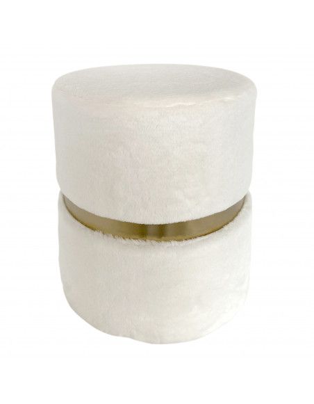 Pouf imitation fourrure - Aurea - D 35 cm  - Blanc